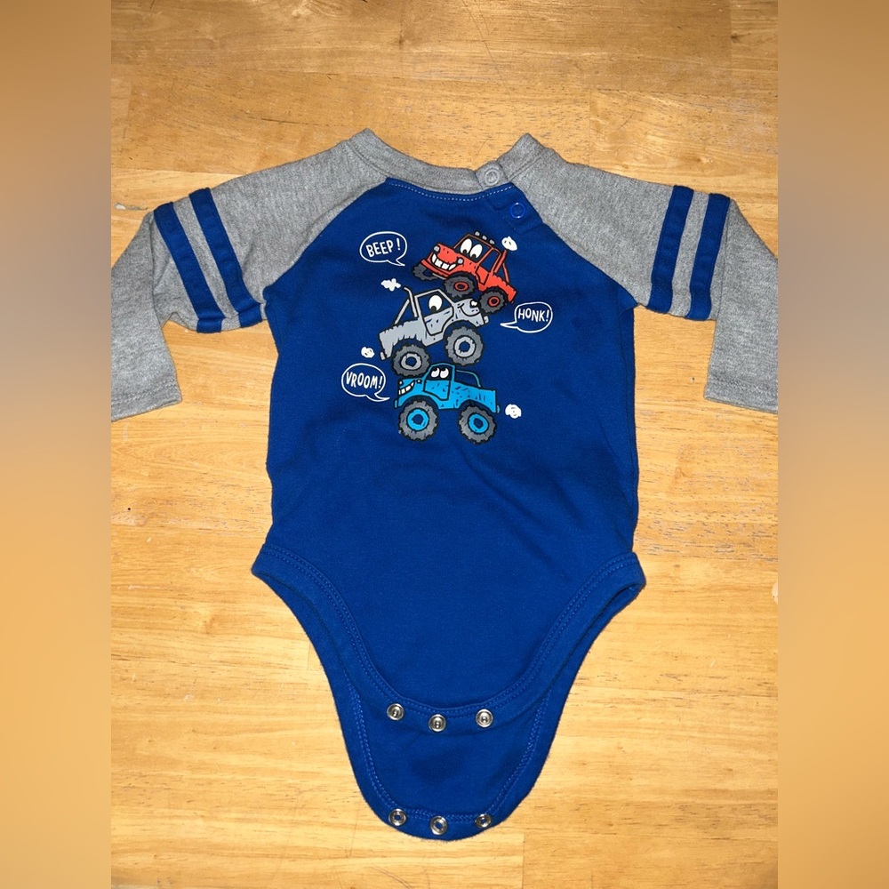 Monster truck baby infant bodysuit onsie 3-6 months